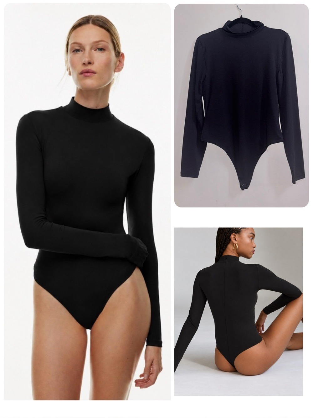 Aritzia Babaton Contour Mockneck Long Sleeve Bodysuit Black Zip Back Size 1X